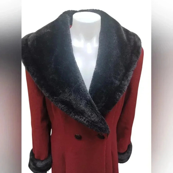 💥 HOST PICK💥 Le Château EUC Vintage Wool Blend Cranberry Wine  Coat Size Large - Picture 5 of 12
